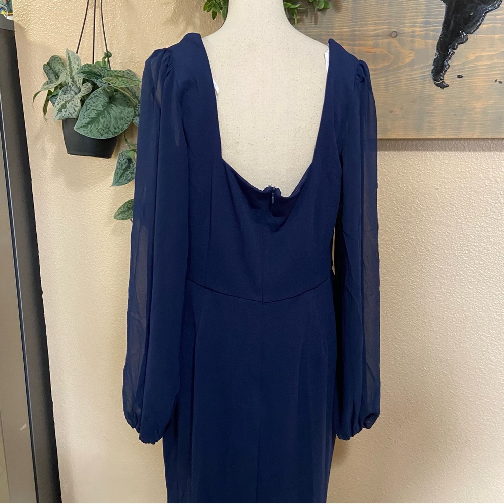NWOT Lulus Composed Elegance Navy Balloon Sleeve Mermaid Maxi Dress - Picture 5 of 9